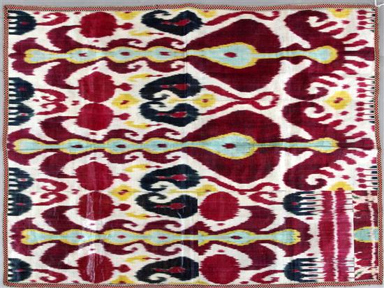 An 1880-1900 Uzbekistan hand-woven and dyed Ikat, 120cm x 85cm